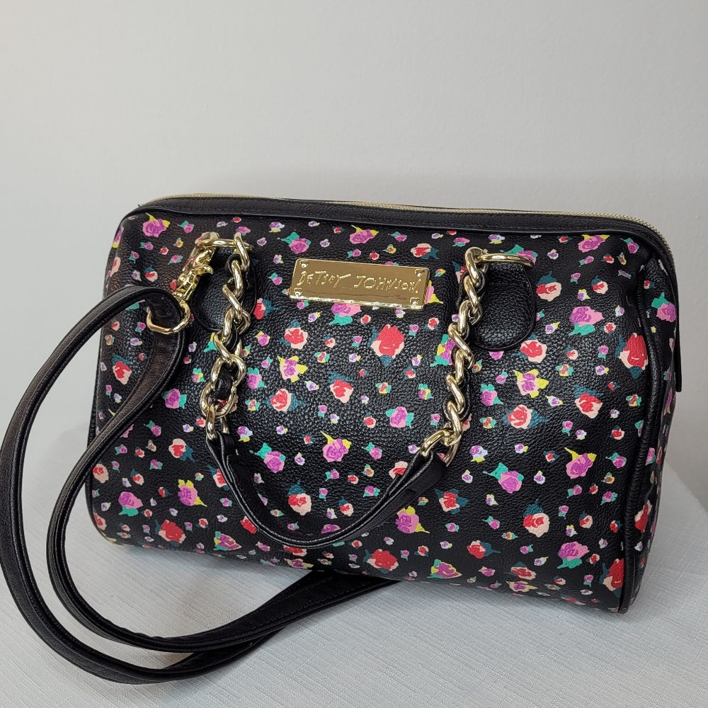 BETSEY JOHNSON purse floral vegan leather